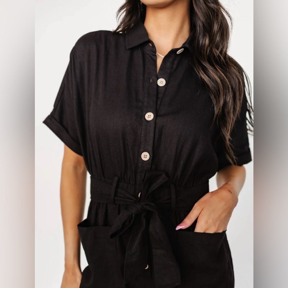 Baltic Born Dallas Button Up Jumpsuit  Black Large EUC - Picture 2 of 9
